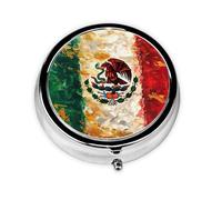 Mexican American Bald Eagle Flag Print Round Mini Medicine Storage Box Round Mini Pill Box,Portable Pill Box 3 Compartment
