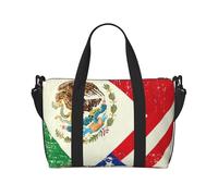 Mexican American Bald eagle Flag Print Weekender Bag Sport Gym Bag Women Men Hospital Bag Personal Travel Bag Carryon Bag, Black, One Size, Black, One Size