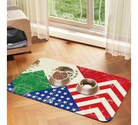 Mexican American Flag Absorbent Leather Pet Tablecloth Non-Slip Dining Pad For Puppy Kitten Food Water Bowls