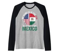 Mexican American Flag Pride Mexico Patriotic Raglan Baseball Tee
