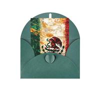Mexican American Flag Print Adorable Blank Cards& Envelopes,Unique Designs Perfect for Festivals, Invitations