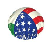 Mexican American Flag Print Bath Hair Cap Double Layer Shower Cap For Women And Men Reusable Lightweight Soft