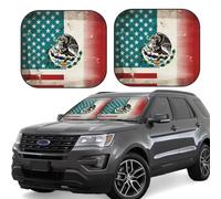 Mexican American Flag Print Car Sun Shade Windshield 2-Piece Foldable Front Windshield Sun Visor Sunshade for Car Windshield, L
