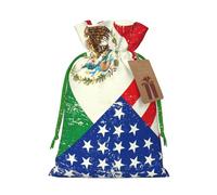 Mexican American Flag Print Christmas Bags Holiday Present Drawstring Gift Sacks Birthday Xmas Party Favors