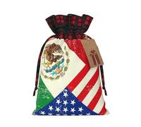 Mexican American Flag Print Christmas Wrapping Bags Xmas Drawstring With Gift Bags Christmas Presents & Party