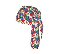 Mexican American Flag Print Cycling Cap Headband Stretch Yoga Running Everyday Sweatband Unisex Breathable Hat