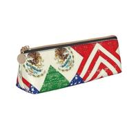Mexican American Flag Print Pencil Case Zipper Pencil Pouch Box