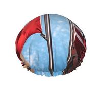 Mexican American Flag Print Reusable Shower Cap For Women Shower Caps With Double-Layer Elastic For Long Hair Bath