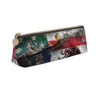 Mexican American Flag Print Student Pencil Case Large Capacity Triangle Pouch Daily Essentials School College