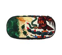 Mexican American Flag Print Stylish School Students Pencil Bag Reusable Pens Makeup Toiletry Case Easy Access