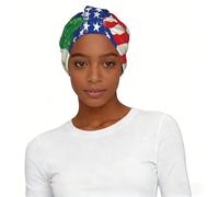 Mexican American Flag Printed Pre-Tied Headscarf Turban Hat for Women, Elastic Sleep Cap for Chemo Hair Daily Wear