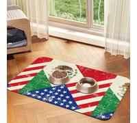 Mexican American Flag Printing Pet Absorbent Leather Tablecloth For Dogs Cats Food Mat 23.62in*15.75in 4mm Thick