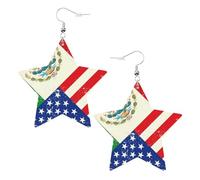 Mexican American Flag Statement Earrings for Women, Star Drop Earrings, Elegant Dangle Jewelry for Formal Gatherings