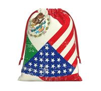 Mexican American Flag Super Soft Velvet Christmas Storage Bag Festival Promotion Annual Celebration and Daily Use