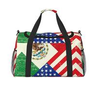 Mexican American Flag Travel Duffel Bag Large Foldable Waterproof Overnight Bag Beach Swim Bags Pool Sports Gym