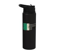 Mexican American Split Flag Nation in Distress Chicano Stainless Steel Insulated Water Bottle