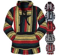 Mexican Baja Hoodie - Classic Drug Rug Pullover Sweater | Baja Hoodie for Men & Women | Mens & Plus Size Options Available, Rasta, XXL