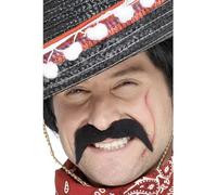 Smiffy's Mexican Bandit Tash Self-adhesive - Black - mexican tash bandit black dress moustache fancy smiffys mens