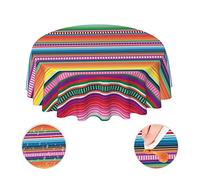 Mexican Blanket Serape Stripe Pattern Colorful Waterproof Picnic Patio Party Round Table Cloth Cover Decorations Fabric 60 Inch Circular Tablecloth For 20-47 Inch Home Dining Room Kitchen Decor