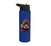 Mexican Boxing Inca Warrior with Jaguar Spirit Stainless Steel Insulated Water Bottle
