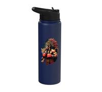 Mexican Boxing Inca Warrior with Jaguar Spirit Stainless Steel Insulated Water Bottle