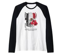 Mexican Boxing Mexican Flag Symbol Raglan Baseball Tee