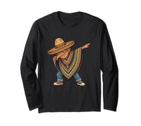 Mexican Boy Dabbing Poncho Cinco de Mayo Long Sleeve T-Shirt