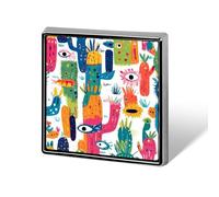 Mexican Cactus Devil Eyes Square Enamel Brooch Pin Button Badges Decoration Hat Clothing Bag Accessories Gift Crafts