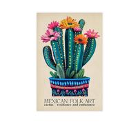Mexican Cactus Folk Art Canvas Poster Bedroom Decor Landscape Office Room Decor Gift 20x30inch(50x75cm)
