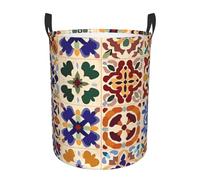 Mexican Ceramic Tile Boho Laundry Basket Hamper Kids Storage Basket Toy Organizer Bin For Bedroom, Bathroom, College Dorms, Boys And Girls