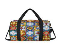 Mexican Ceramic Tile Sport Duffel Bag with Shoes Compartment Ceramictile Overnight Weekender Bags Travel Gym Luggage Organizer for Women Men Kids Girls Boys