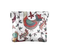 Mexican Chicken and Grass Women's Leather Coin Purses Pouches Convenient Mini Change Wallet Coin Pocket for Men Women Travel, Mexican Chicken, 4.33"(L) x 3.74"(W) x 0.39"(H), Classic