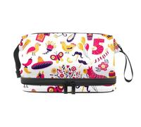 Mexican Cinco De Mayo Double Layer Cosmetic Bag for Women and Girls, Travel Toiletry Bag Makeup Handy Pouch Organiser Bag with Brush Compartment
