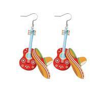 Mexican Cinco De Mayo Earrings for Women Sombrero Chili Cactus Earrings Let is Fiesta Letter Drop Earring Cinco De Mayo Party Earring Mexican Festival Jewelry, Normal Size, Acrylic, No Gemstone