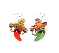 Mexican Cinco De Mayo Earrings for Women Sombrero Chili Cactus Earrings Let is Fiesta Letter Drop Earring Cinco De Mayo Party Earring Mexican Festival Jewelry, Normal Size, Acrylic, No Gemstone