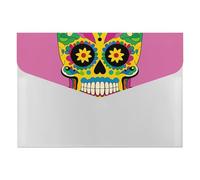 Mexican Colourful Skull File Folder 6-Pocket, Waterproof Accordion File Organizer with Snap Closure, Expanding Document Holder for Office, Home