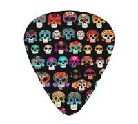 Mexican Colourful Skull Print 12 Pcs Guitar Picks Fit Lovers 3 Different Thickness 0.46 0.71 0.96mm