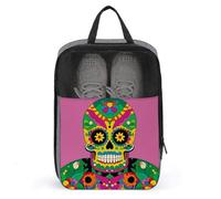 Mexican Colourful Skull Shoe Bag Waterproof & Breathable Shoe Pouch for Travel, Portable Carry Case for Sports Sneakers, Gym, Vacation