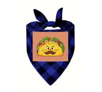 Mexican Corn Rolls with Bearded Faces Dog Bandana Plaid Triangle Pets Scarf | Funny Dog Neckwear Washable Triangle Bibs Kerchief Pet Costume Accessories for Small Medium Large Dogs Cats Birthday Gift