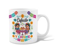 Mexican Cultural Heritage Quote Maria Dolls Ceramic Coffee Mug 11oz | Papel Picado Bunting, Tea Cup, Traditional Pan Dulce, Vibrant Floral Accents, Social Coffee Gathering, Heritage Appreciation
