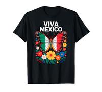 Mexican Cute Butterfly Girls Floral Independence Day T-Shirt