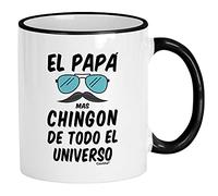 Mexican Dad Idea De Regalos para Papa. El Papa Mas Chingon Del Universo Cups Novelty Drinkware Funny Coffee Cups for Café Cappuccino Women 330Ml