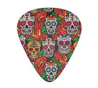 mexican day dead rose sugar skulls Guitar Pick Celluloid Guitar Picks 12 Pack with Box includes Thin, Medium, Heavy
