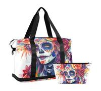 Mexican Day Of Dead Beautiful Lady Travel Tote Bag Weekender Duffel Bag with Toiletry Bag for Travel Multifunctional, Mexican Day of Dead beautiful lady, One Size