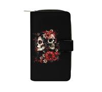 Mexican Day of The Dead Women Goth Long Zippered Pouch Slim Clutch Organizer Purse Money and Credit Card Holder for Men Women