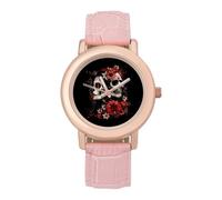 Mexican Day of The Dead Women Goth Women's Wrist Watch Fashion Wristwatches with Pink Strap Gifts for Women Mother Wife Birthday