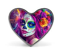 Mexican Day of The Dead Women Unisex Novelty Brooches & Pins Heart Metal Lapel Badge for Clothing Shawl Hat