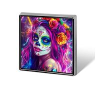 Mexican Day of The Dead Women Unisex Novelty Brooches & Pins Square Metal Lapel Badge for Clothing Shawl Hat