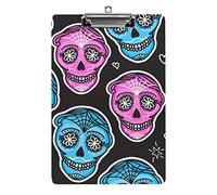 Mexican Day Skull of The Dead A4 Size Clipboard Funny Aesthetic Working Studying Letter Standard Clip Board 12.5×8.5 in Hardboard for School Classroom Kids Writing Drawing