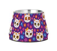 Mexican Dead Raised Pets Water Bowl Elevated Stainless Steel Cats Food Dish for Slow Feed Cats Whisker Relief